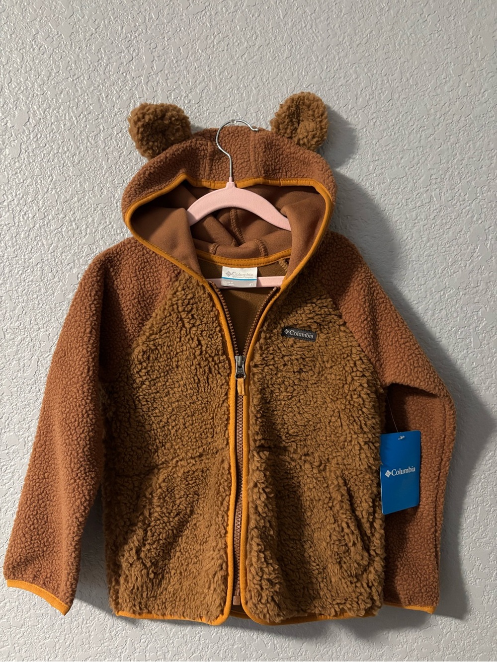 Columbia Tan and Mustard Sherpa Zip Hoodie - Kids
